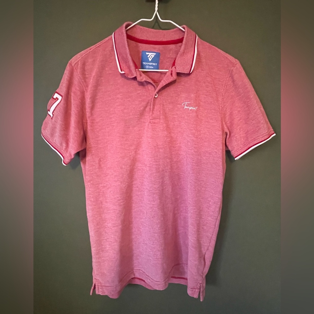 TeamSpirit Men's Classic Red Polo Shirt size M 1.02m Sporty Knit Top Heather